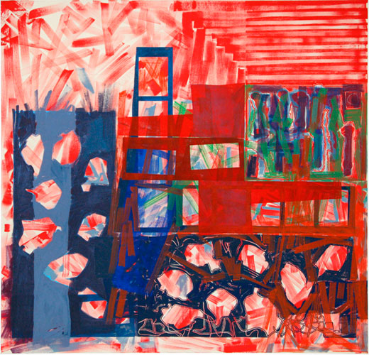 Verdeckte Explosion - Linolbild von Jakob Kirchheim 2009